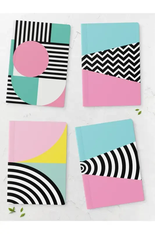 Bauhaus mavzusidagi daftar to'plami - Yumshoq rangli bloknot - 4 dona - 14cm*20cm - 64 sahifa-Bauhaus - POSTIFULL