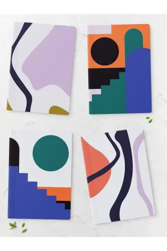 Bauhaus Temalı Defter Seti - Soft Renkli Not Defteri - 4 Adet - 14cm*20cm - 64 Sayfa-Bauhaus 