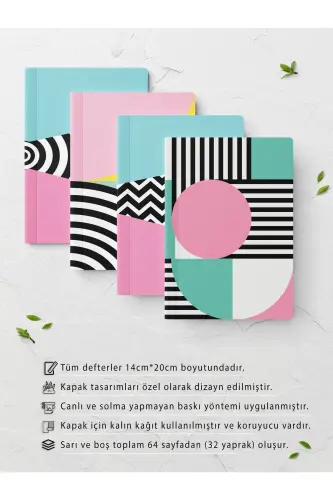 Bauhaus Temalı Defter Seti - Soft Renkli Not Defteri - 4 Adet - 14cm*20cm - 64 Sayfa-Bauhaus - POSTIFULL (1)