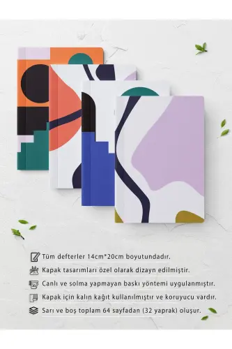 Bauhaus Themed Notebook Set - Soft Colored Notebook - 4 Pieces - 14cm*20cm - 64 Pages-Bauhaus - POSTIFULL (1)