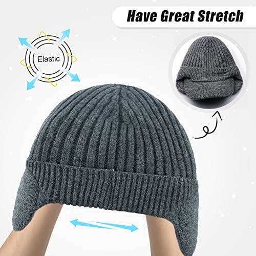 BAVST Hat for Men Knitted Beanie Women Winter Hats Men’s Stretchy Caps Outdoor Beanies Fleece Lined Ear Warmer - 2