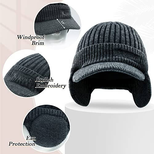 BAVST Hat for Men Knitted Beanie Women Winter Hats Men’s Stretchy Caps Outdoor Beanies Fleece Lined Ear Warmer - 3