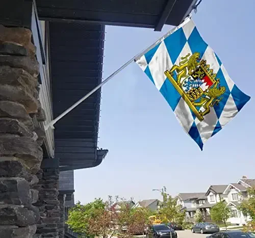 Bavaria with Lions Flag 3x5 Ft Large, Both Sides 100D Polyester For moderate-outdoor&indoor,Canvas Header Brass Grommets for Easy Display, 3' x 5' Bavarian Oktoberfest Flags - 5