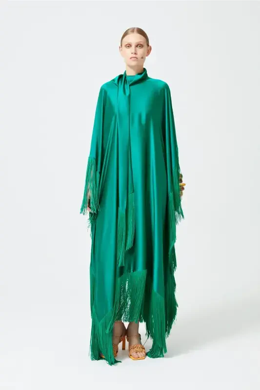 Бахромчатое платье изумрудно-зеленое-изумрудно-зеленое - 3