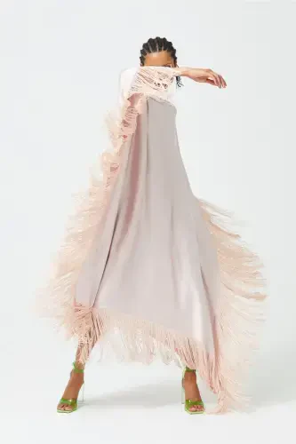 Бахромчатое платье пудрово-бежевое - NUUM DESIGN (1)