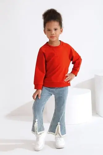 Baxtli Shahar Mitti O'g'il Qizlar Sviter Kuzgi Kiyimlar Uzun Qisma Dumaloq Bo'yin Qattiq Top Pullover Bluzka Ko'ylak Kiyim - 2