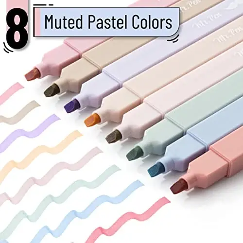 Mr. Pen- Aesthetic Highlighters, 8 Pcs, Chisel Tip, Muted Pastel Color, No Bleed Bible Highlighter Pastel, Highlighters Assorted Colors, Highlighter Set - MR. PEN (1)