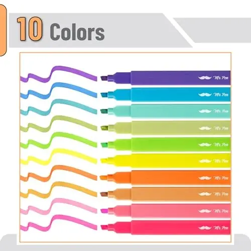 Mr. Pen- Aesthetic Highlighters, 10 Pack, Chisel Tip, Vibrant Colors, Cute Highlighters Assorted Colors - 2