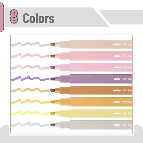 Mr. Pen- Aesthetic Highlighters, 8 Pack, Chisel Tip, Vintage Brown, Cute Highlighters Assorted Colors - MR. PEN (1)