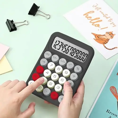 Mr. Pen- Mechanical Switch Calculator, 12 Digits Large LCD Display, Slate Grey Calculator Big Buttons - 6