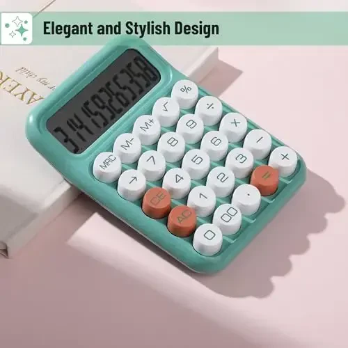 Mr. Pen- Mechanical Switch Calculator, 12 Digits, Large LCD Display, Earthy Green Calculator Big Buttons - 4