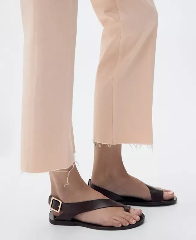Women's Pocketed Flared Cropped Jeans - Pink - 3