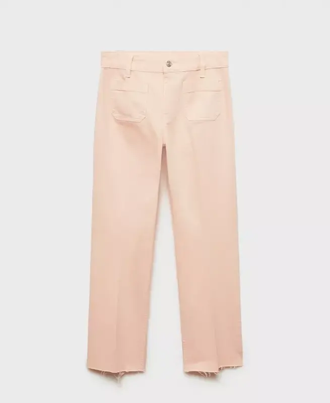 Women's Pocketed Flared Cropped Jeans - Pink - 7