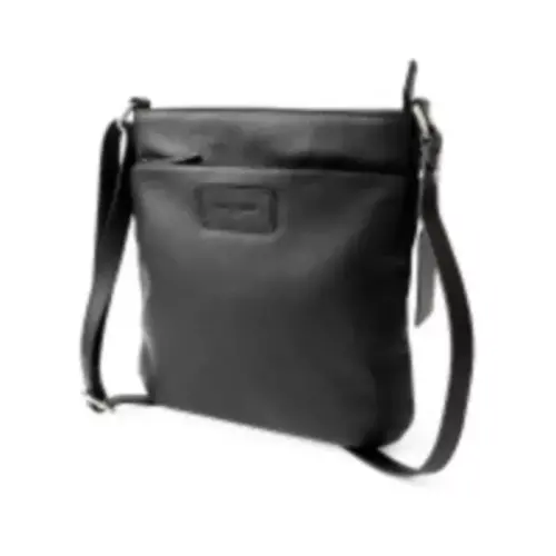 Ladies Leather Top Zipper Crossbody Bag-Black - 1