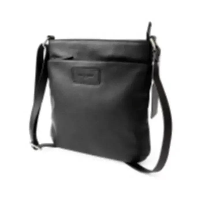 Ladies Leather Top Zipper Crossbody Bag-Black - CLUB ROCHELIER