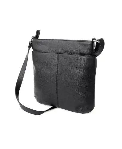 Ladies Leather Top Zipper Crossbody Bag-Black - 4