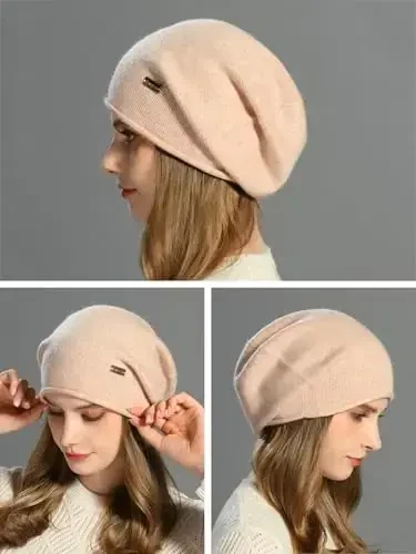 jaxmonoy Slouchy Knit Beanie Hat for Women Winter Soft Warm Ladies Laightweight Slouch Knitted Skull Beanies Cap - 5