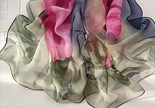 Pokeedioty Scarfs for Women Lightweight Fashion Scarves Elegant Floral Pattern Sheer Scarfs - 4