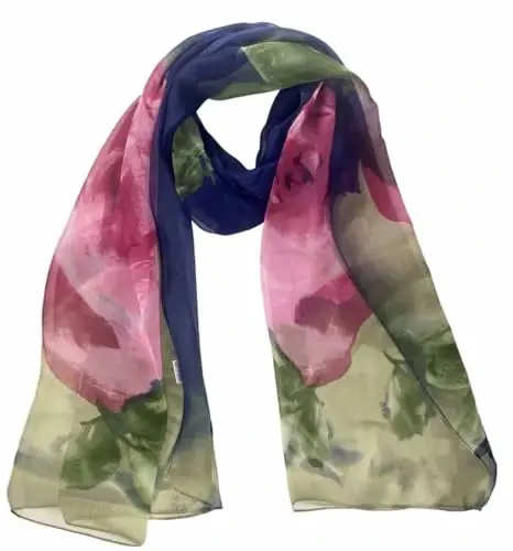 Pokeedioty Scarfs for Women Lightweight Fashion Scarves Elegant Floral Pattern Sheer Scarfs - 3