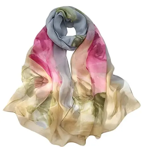 Pokeedioty Scarfs for Women Lightweight Fashion Scarves Elegant Floral Pattern Sheer Scarfs 
