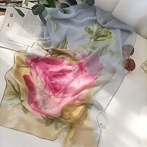 Pokeedioty Scarfs for Women Lightweight Fashion Scarves Elegant Floral Pattern Sheer Scarfs - POKEEDIOTY (1)
