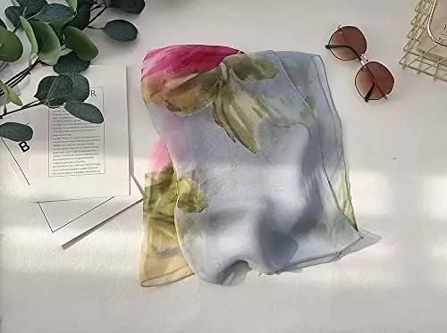 Pokeedioty Scarfs for Women Lightweight Fashion Scarves Elegant Floral Pattern Sheer Scarfs - 4