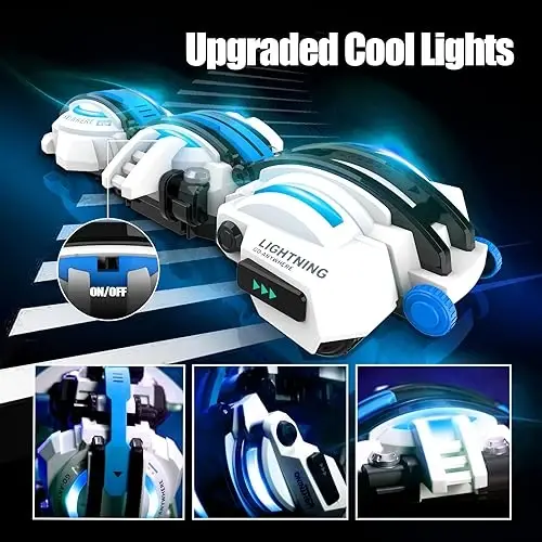 BAZADER LED chiroqlari bilan RC Car - Masofadan boshqariladigan ilonlar 360° aylana o'yinchoq, 7 8 9 10 11+ yoshli bolalar uchun tug'ilgan kun, 2 ta batareya 60+ daqiqa, 6-12 yoshli o'smir bolalar uchun ichki/tashqi o'yinchoq - 3