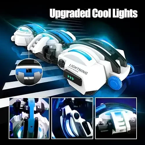 BAZADER LED chiroqlari bilan RC Car - Masofadan boshqariladigan ilonlar 360° aylana o'yinchoq, 7 8 9 10 11+ yoshli bolalar uchun tug'ilgan kun, 2 ta batareya 60+ daqiqa, 6-12 yoshli o'smir bolalar uchun ichki/tashqi o'yinchoq - 3