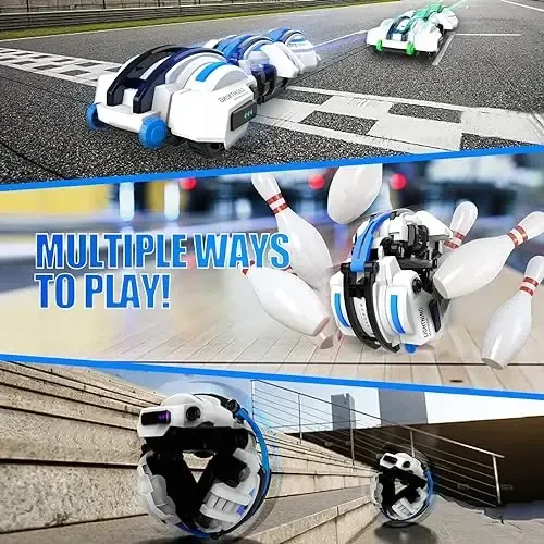 BAZADER LED chiroqlari bilan RC Car - Masofadan boshqariladigan ilonlar 360° aylana o'yinchoq, 7 8 9 10 11+ yoshli bolalar uchun tug'ilgan kun, 2 ta batareya 60+ daqiqa, 6-12 yoshli o'smir bolalar uchun ichki/tashqi o'yinchoq - 4