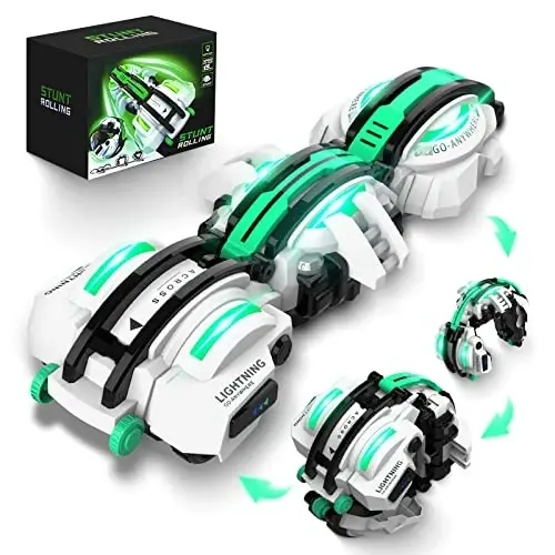 BAZADER RC Car with LED Lights - Remote Control Car Snakes 360° Roll Toy, Birthday for Kids Age 7 8 9 10 11+ Year Old, 2 Batteries 60+min, Indoor/Outdoor Toy for 6-12 yr Teen Boys 