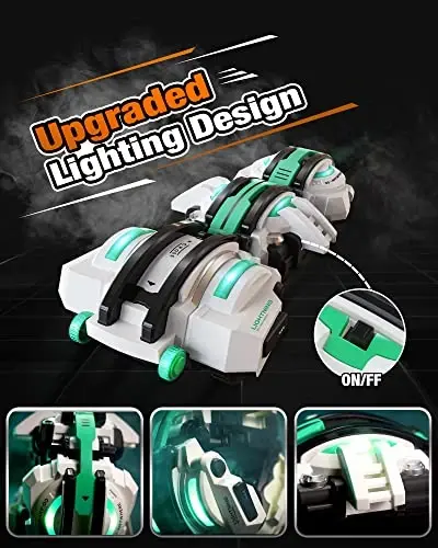 BAZADER RC Car with LED Lights - Remote Control Car Snakes 360° Roll Toy, Birthday for Kids Age 7 8 9 10 11+ Year Old, 2 Batteries 60+min, Indoor/Outdoor Toy for 6-12 yr Teen Boys - 2