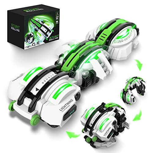 BAZADER RC Car with LED Lights - Remote Control Car Snakes 360° Roll Toy, Birthday for Kids Age 7 8 9 10 11+ Year Old, 2 Batteries 60+min, Indoor/Outdoor Toy for 6-12 yr Teen Boys - 1