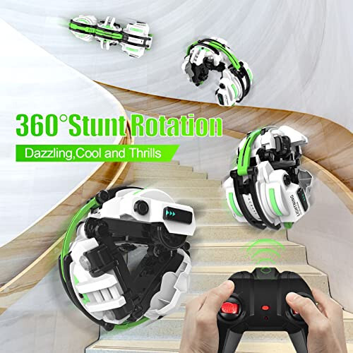 BAZADER RC Car with LED Lights - Remote Control Car Snakes 360° Roll Toy, Birthday for Kids Age 7 8 9 10 11+ Year Old, 2 Batteries 60+min, Indoor/Outdoor Toy for 6-12 yr Teen Boys - 2