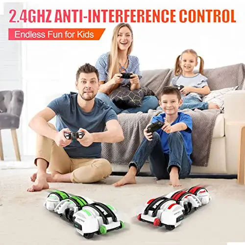 BAZADER RC Car with LED Lights - Remote Control Car Snakes 360° Roll Toy, Birthday for Kids Age 7 8 9 10 11+ Year Old, 2 Batteries 60+min, Indoor/Outdoor Toy for 6-12 yr Teen Boys - 4