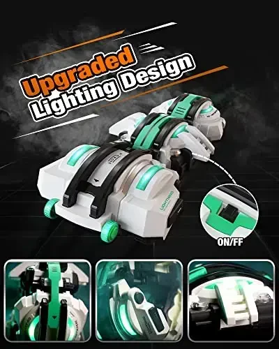BAZADER RC Car with LED Lights - Remote Control Car Snakes 360° Roll Toy, Birthday for Kids Age 7 8 9 10 11+ Year Old, 2 Batteries 60+min, Indoor/Outdoor Toy for 6-12 yr Teen Boys - 2