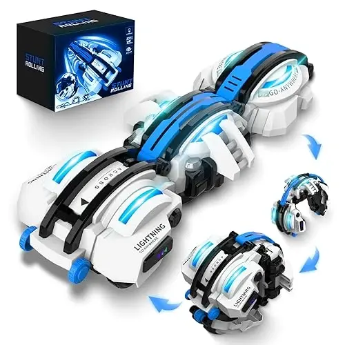 BAZADER RC Car with LED Lights - Remote Control Car Snakes 360° Roll Toy, Birthday for Kids Age 7 8 9 10 11+ Year Old, 2 Batteries 60+min, Indoor/Outdoor Toy for 6-12 yr Teen Boys - BAZADER