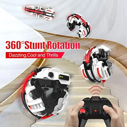 BAZADER RC Cars with LED Lights - Remote Control Car Snake 360° Roll Toys, Birthday for Kids Age 7 8 9 10 11+ Year Old, 2 Batteries 60+min, Indoor/Outdoor Toys for 6-12 yr Teen Boys - 2