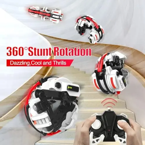 BAZADER RC Cars with LED Lights - Remote Control Car Snake 360° Roll Toys, Birthday for Kids Age 7 8 9 10 11+ Year Old, 2 Batteries 60+min, Indoor/Outdoor Toys for 6-12 yr Teen Boys 