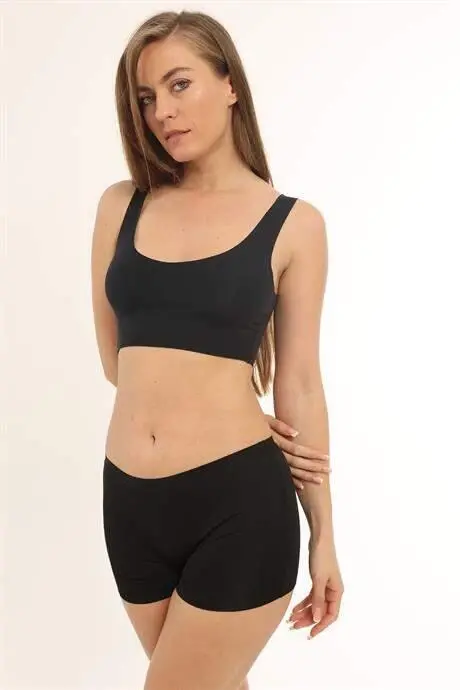 Базовые лазерные бесшовные женские трусы-боксеры, 3 шт., черные - 15