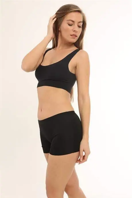 Базовые лазерные бесшовные женские трусы-боксеры, 3 шт., черные - 4