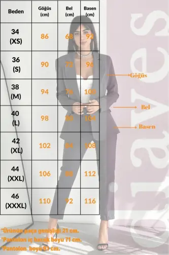 B.Bordo Kruvaze Blazer Ceket Havuç Pantolon Takım Elbise-B.Bordo - 5