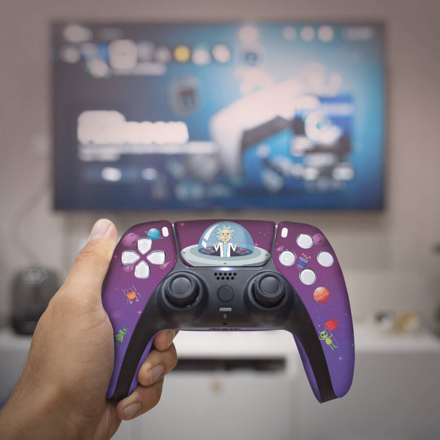 BCB Controllers tomonidan ishlab chiqarilgan PlayStation 5 bilan mos keladigan simsiz Ricky-Morty dizaynli maxsus PS-5 kontrolleri | Faqatgina tashqi qobiq emas, balki AQShda doimiy HYDRO-DIP bo'yoq bilan professional tarzda ishlab chiqarilgan - 4