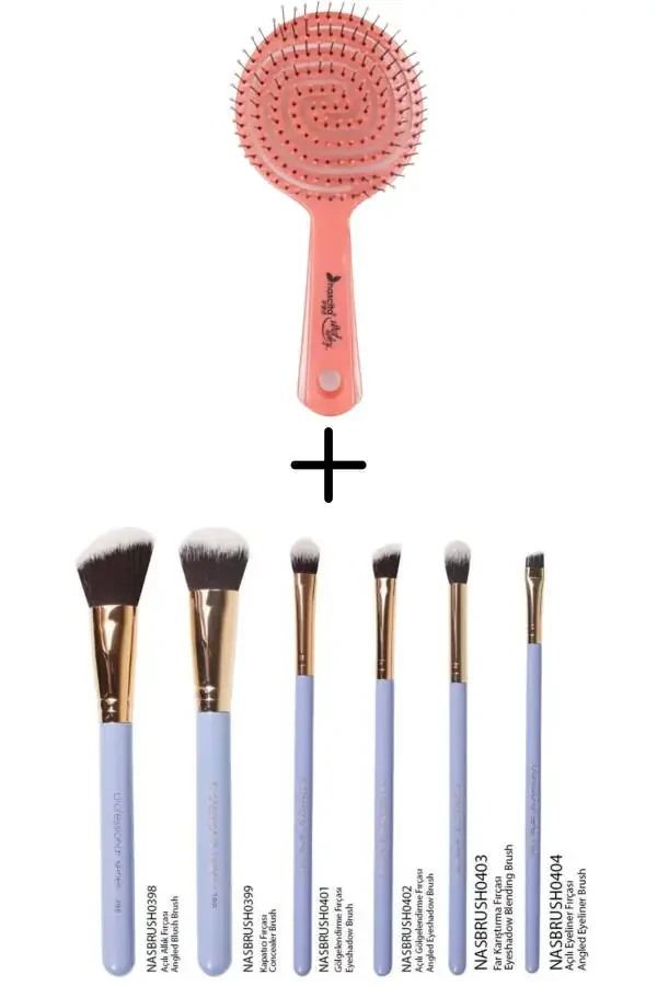 Be A Mermaid 6 Piece Makeup Brush Set + Nascita Pro Hair Lightening Comb Pink - 1