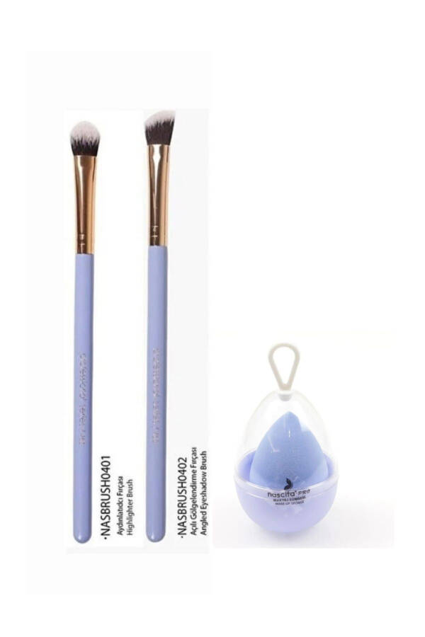 Be A Mermaid Highlighter Brush and Angled Blending Brush + Boxed Egg Sponge - 91 Blue - 1