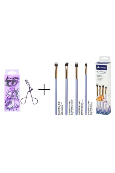 Be A Mermaid Mermaid Series Eye Makeup Brush Set + Boxed Purple Eyelash Curler - NASCITA