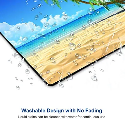 Beach Mouse Pad, Mouse Mat Square Waterproof Mouse Pad Non-Slip Rubber Base MousePads for Office Home Laptop, Beach and Coconut Trees Design - 5