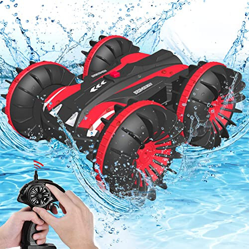 Beach Toys Remote Control Car - Amphibious Waterproof Vehicles RC Car for Kids 6-12 Year Old Pool Lake Outdoor All Terrain Land Water Boat Birthday Gifts for Boys Girls Age 6 7 8 9 10 11 12 13Year Old - 1