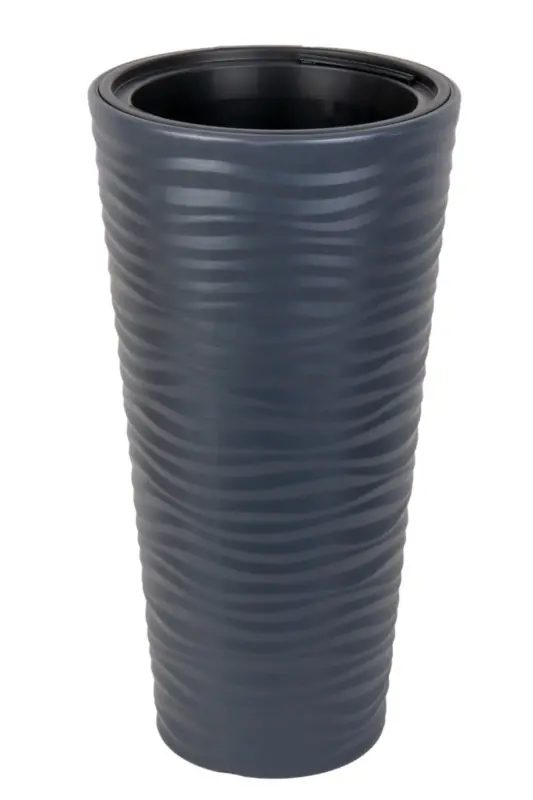 Beach Vase Decorative Pot Anthracite 5.5 Lt With Inner Pot-ANTHRACITE - 2
