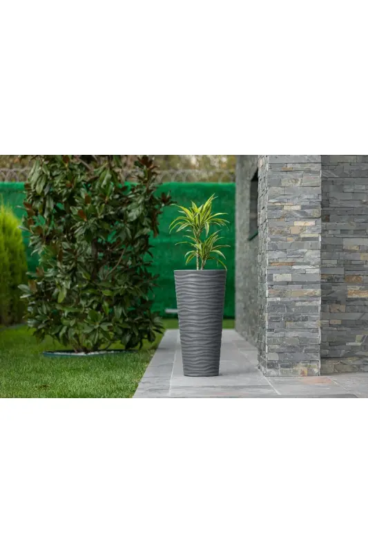 Beach Vase Decorative Pot Anthracite 5.5 Lt With Inner Pot-ANTHRACITE - 5
