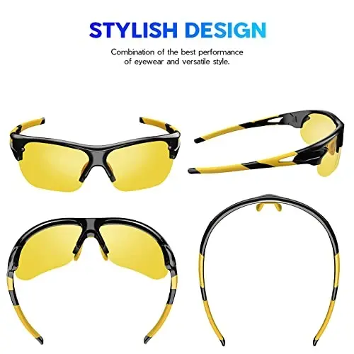 BEACOOL erkaklar, ayollar, yoshlar uchun polarizatsiyalangan sport quyoshdan saqlaydigan ko'zoynaklar Beysbol, baliq ovlash, velosipedda yurish, yugurish, golf, mototsikl Tac ko'zoynaklari UV400 - 2